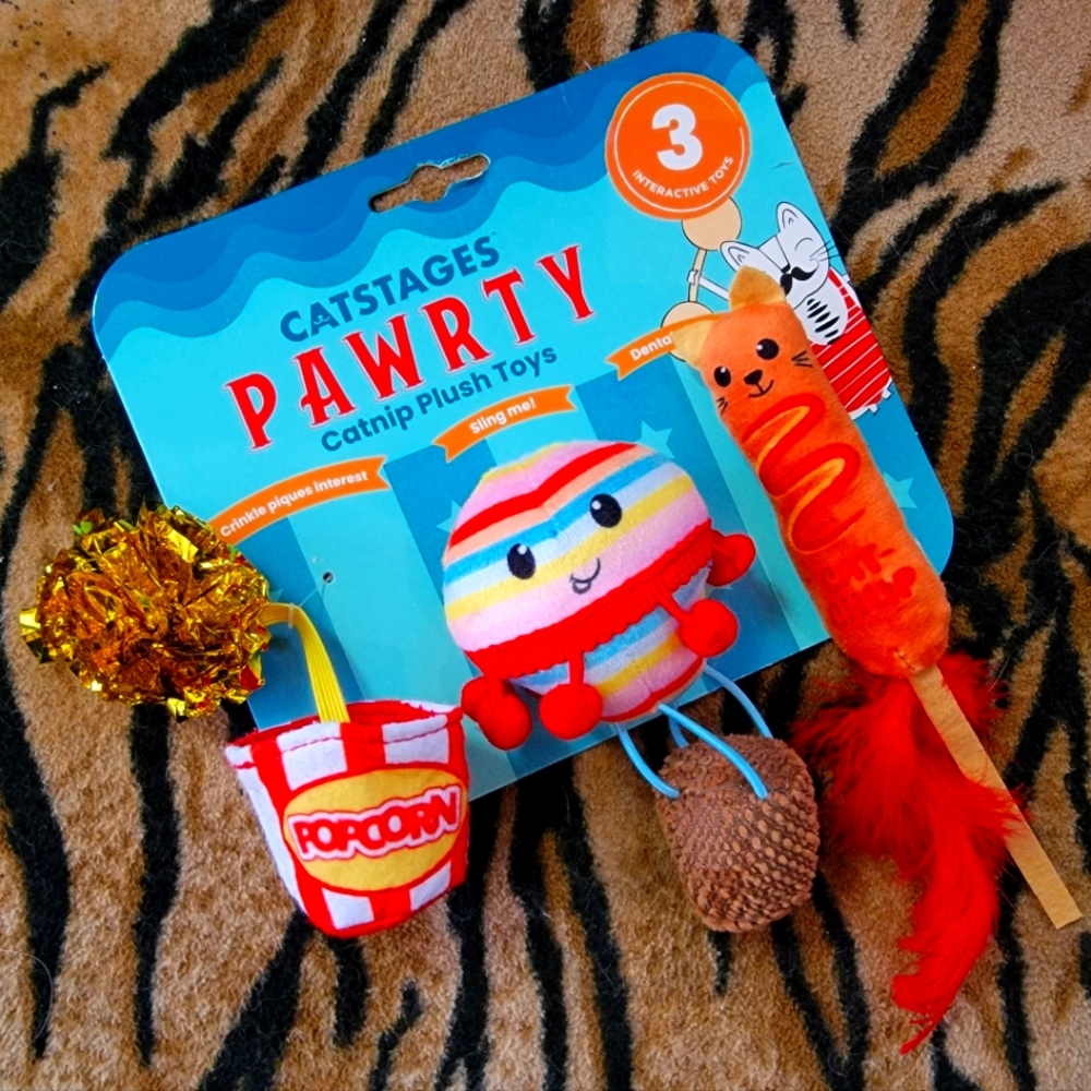 Catstages Cat Kitten Pawrty Catnip Plush Toys Set New Ea.